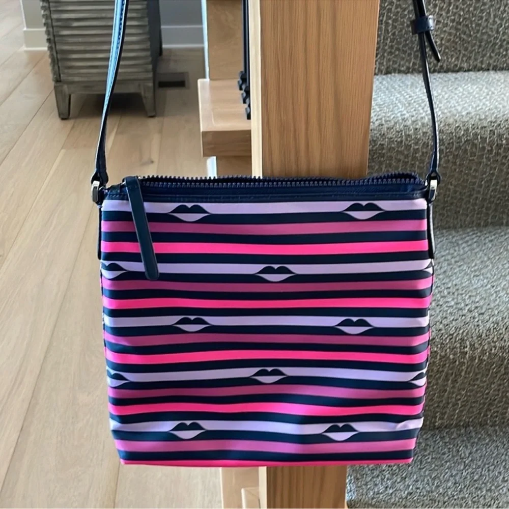 Kate Spade NWOT Jae Striped Nylon with Leather Trim Crossbody Bag - Picture 9 of 11